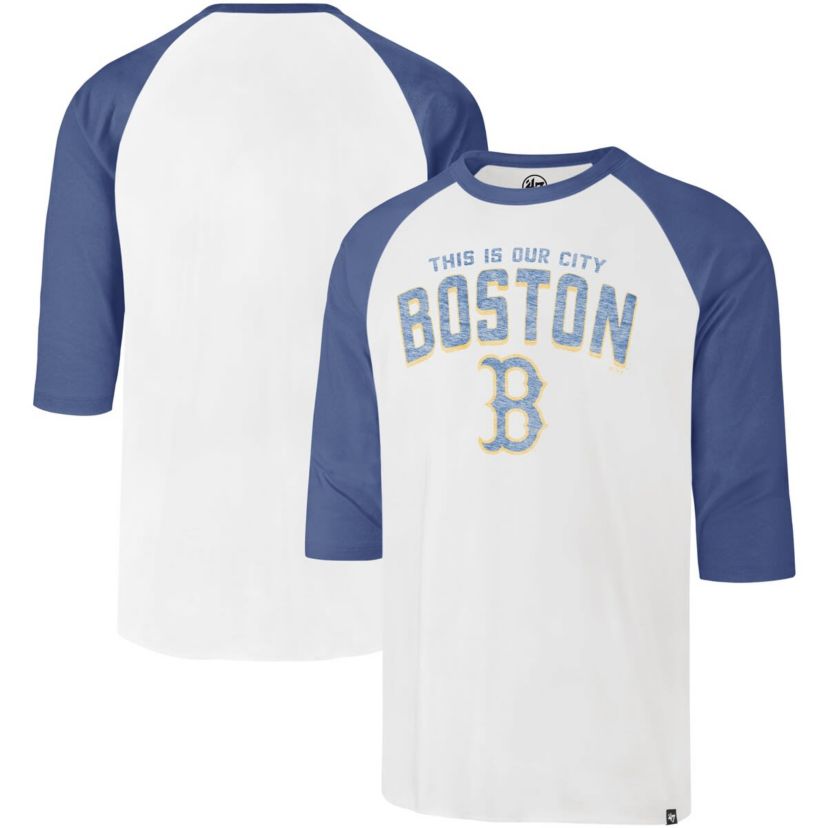 Boston Red Sox MLB Boston Sox City Connect Crescent Franklin Raglan 3/4-Sleeve T-Shirt