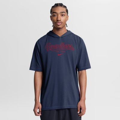 Men's MLB Nike Cleveland Guardians Arched Wordmark Tri-Blend Hooded T-Shirt
