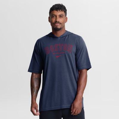 Men's Boston Red Sox MLB Nike Boston Sox Arched Wordmark Tri-Blend Hooded T-Shirt