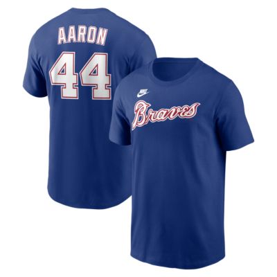 Men's MLB Nike Hank Aaron Atlanta Braves Cooperstown Collection Name & Number T-Shirt