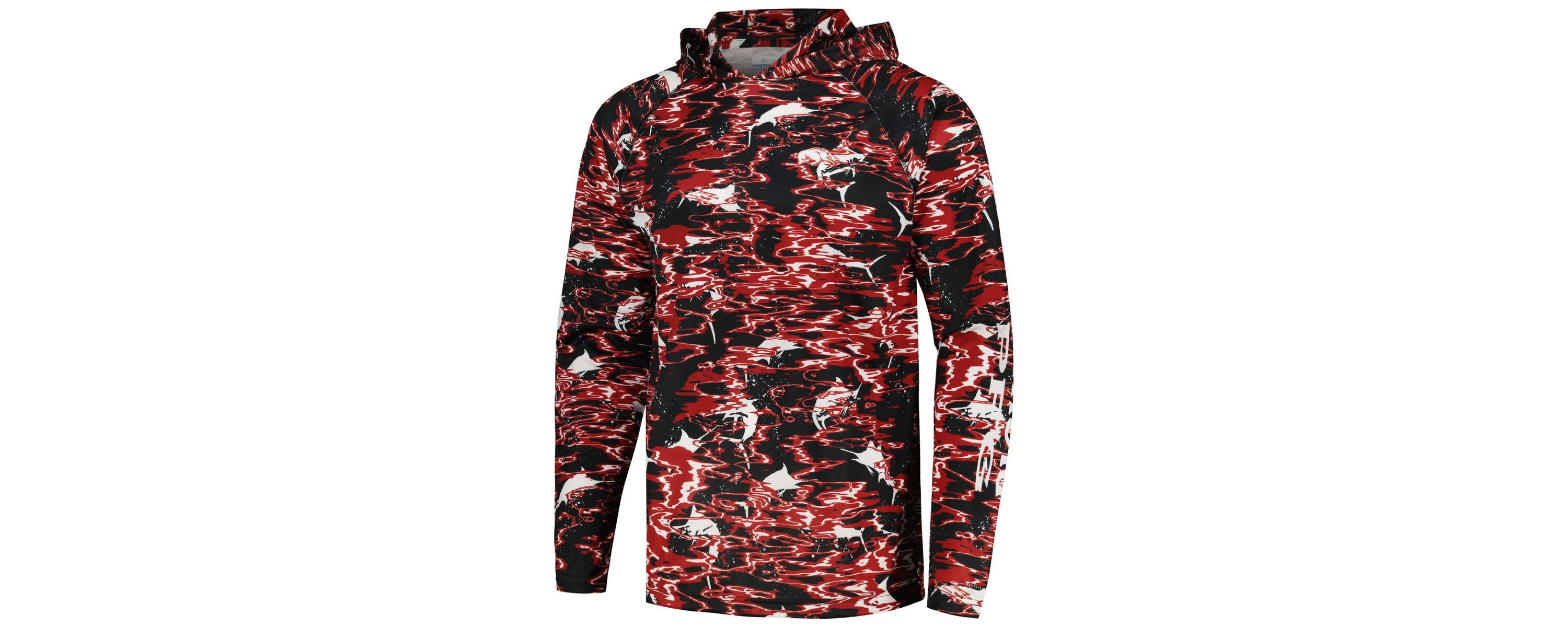 NCAA Arkansas Razorbacks PFG Terminal Tackle Omni-Shade Rippled Long Sleeve Hooded T-Shirt