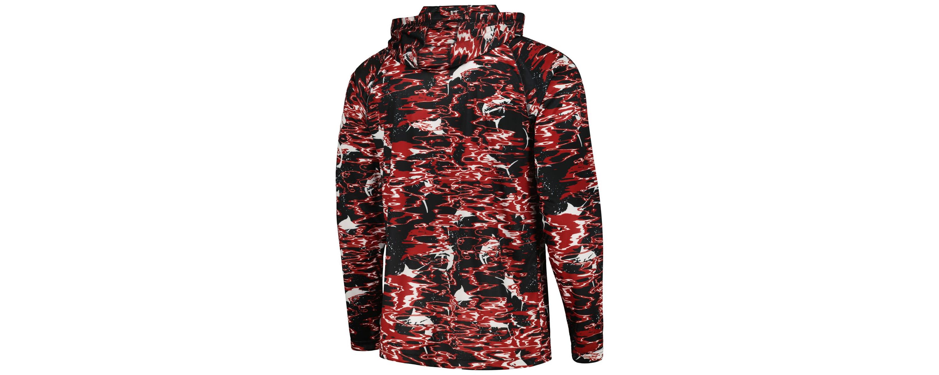 NCAA Arkansas Razorbacks PFG Terminal Tackle Omni-Shade Rippled Long Sleeve Hooded T-Shirt