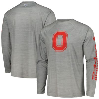 Columbia Men's NCAA Ohio State Buckeyes PFG Terminal Tackle Omni-Shade Raglan Long Sleeve T-Shirt -  3204155200145252