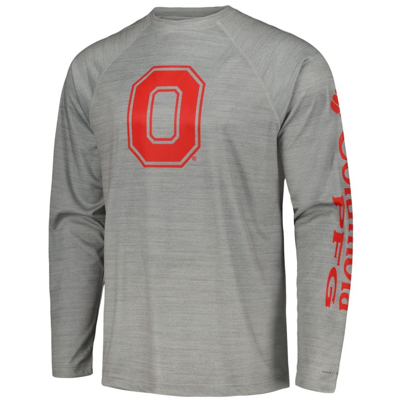 NCAA Ohio State Buckeyes PFG Terminal Tackle Omni-Shade Raglan Long Sleeve T-Shirt