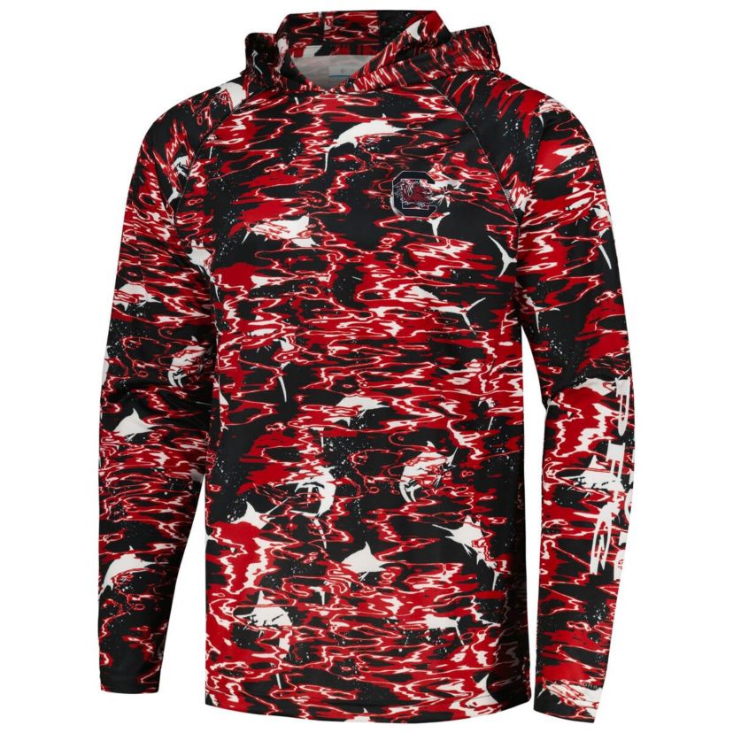 NCAA South Carolina Gamecocks PFG Terminal Tackle Omni-Shade Rippled Long Sleeve Hooded T-Shirt