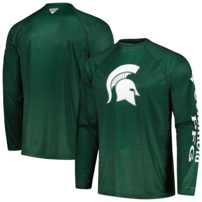 Columbia Men's NCAA Michigan State Spartans PFG Terminal Tackle Omni-Shade Raglan Long Sleeve T-Shirt, Green, Large -  0195979473341