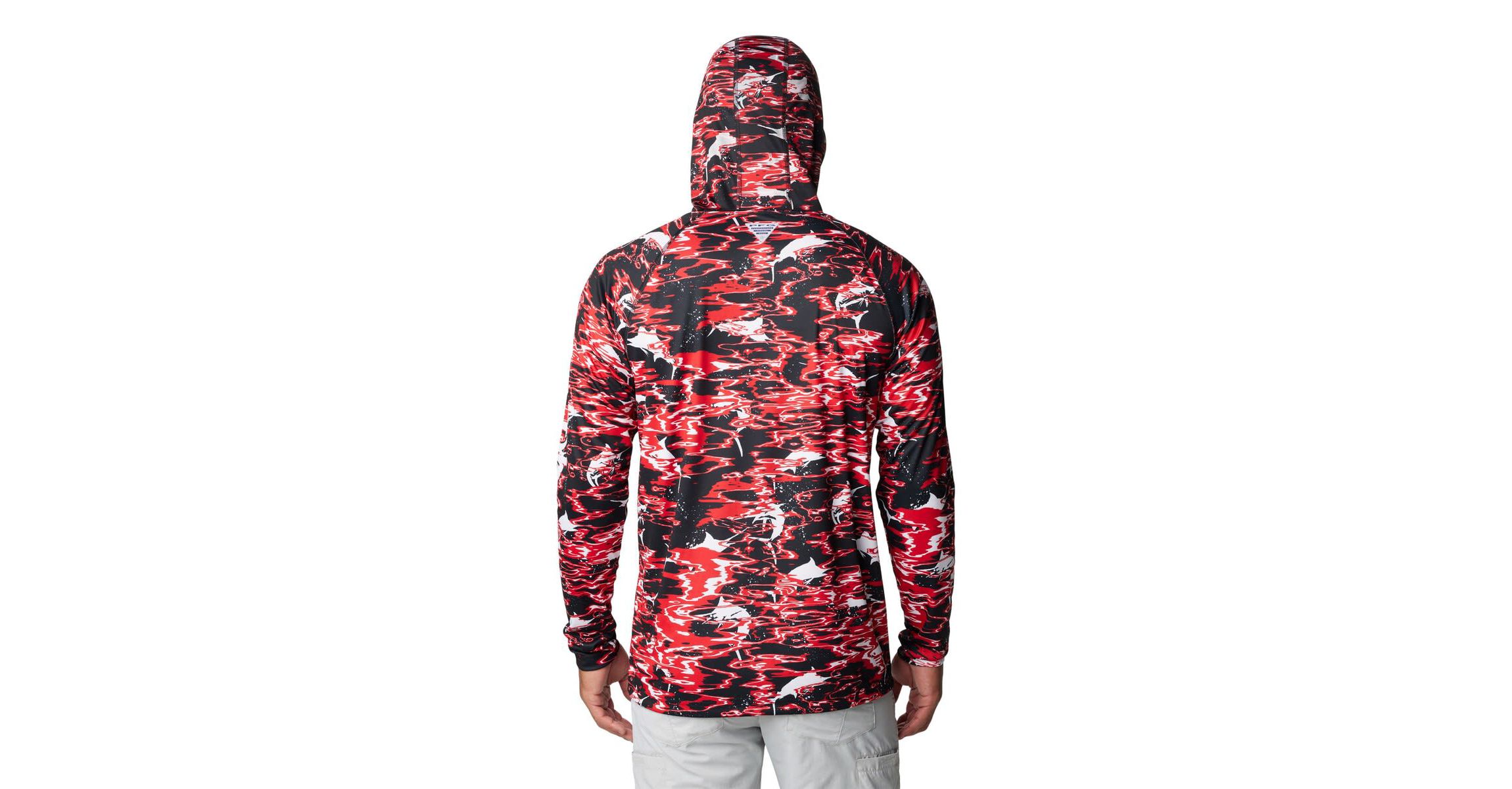 NCAA Georgia Bulldogs PFG Terminal Tackle Omni-Shade Rippled Long Sleeve Hooded T-Shirt
