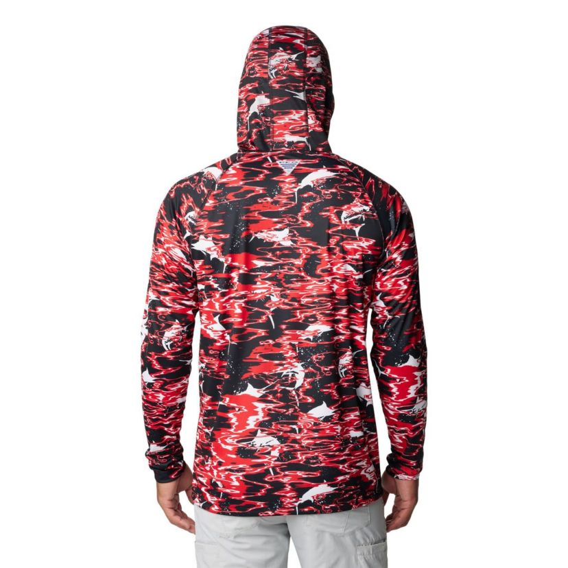 NCAA Georgia Bulldogs PFG Terminal Tackle Omni-Shade Rippled Long Sleeve Hooded T-Shirt