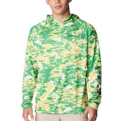 Columbia Men's NCAA Oregon Ducks PFG Terminal Tackle Omni-Shade Rippled Long Sleeve Hooded T-Shirt -  3204155200145263