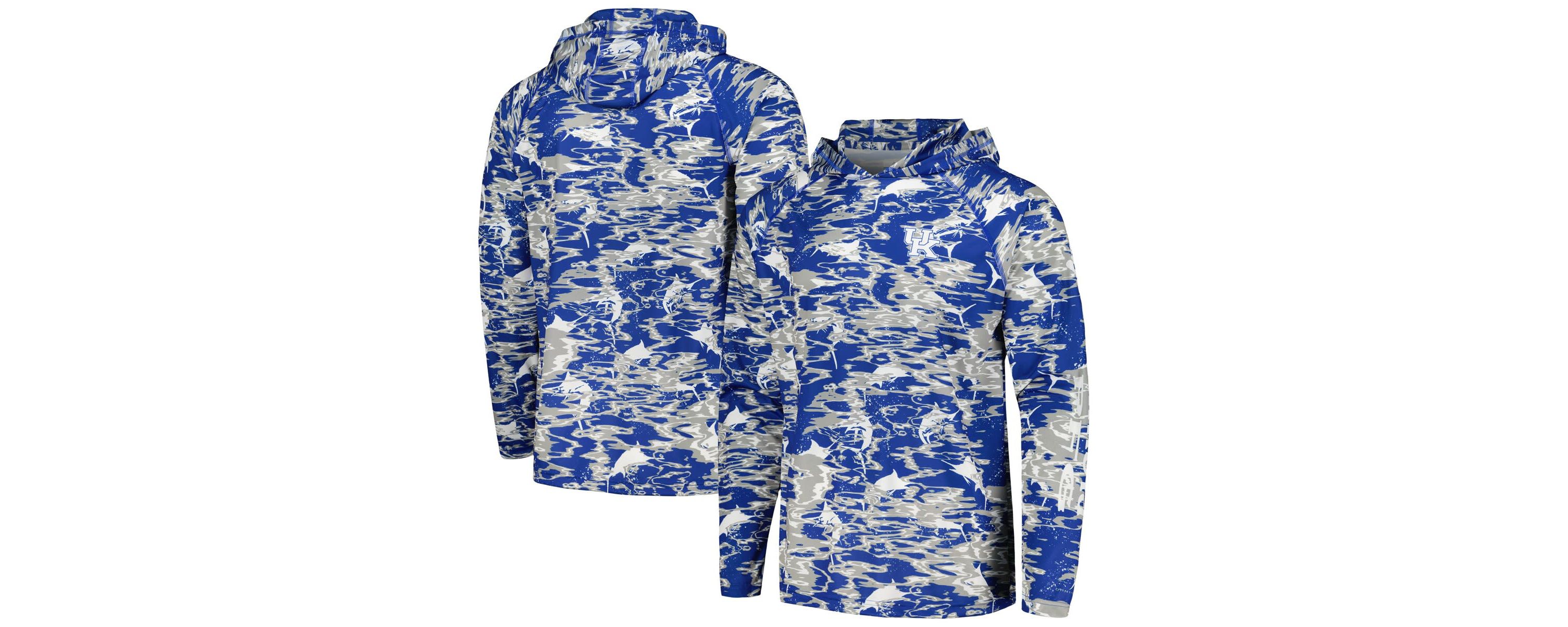 NCAA Kentucky Wildcats PFG Terminal Tackle Omni-Shade Rippled Long Sleeve Hooded T-Shirt