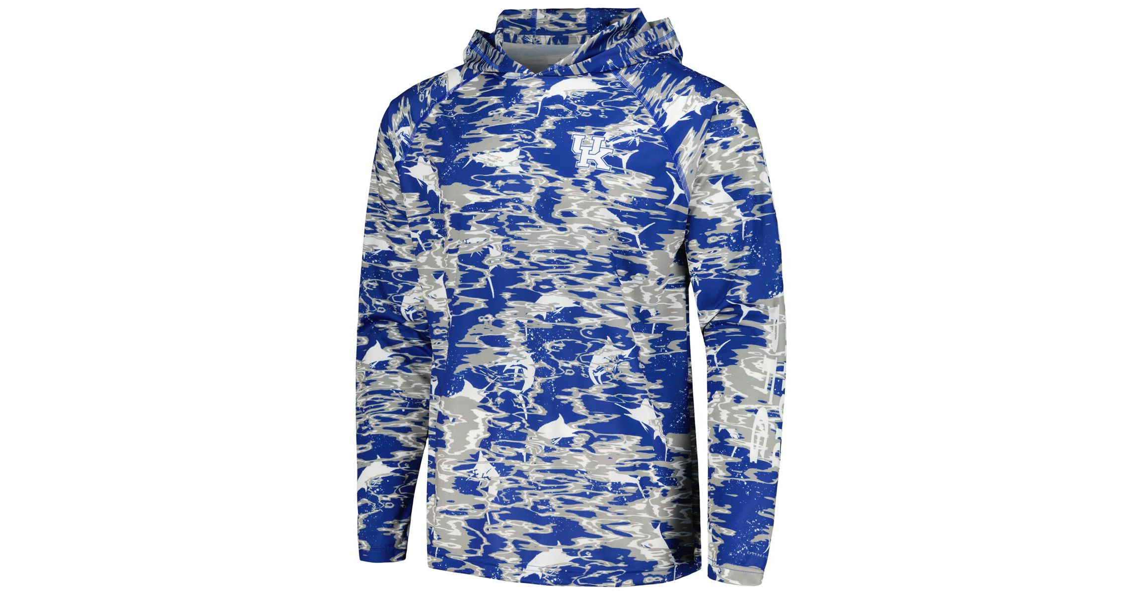 NCAA Kentucky Wildcats PFG Terminal Tackle Omni-Shade Rippled Long Sleeve Hooded T-Shirt