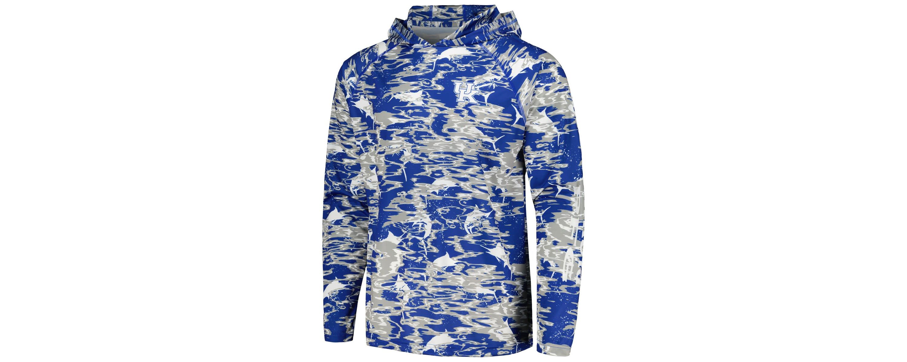 NCAA Kentucky Wildcats PFG Terminal Tackle Omni-Shade Rippled Long Sleeve Hooded T-Shirt