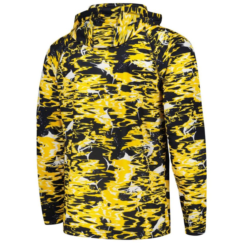 NCAA Michigan Wolverines PFG Terminal Tackle Omni-Shade Rippled Long Sleeve Hooded T-Shirt