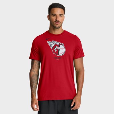 Men's MLB Nike Cleveland Guardians Tri-Blend Logo T-Shirt