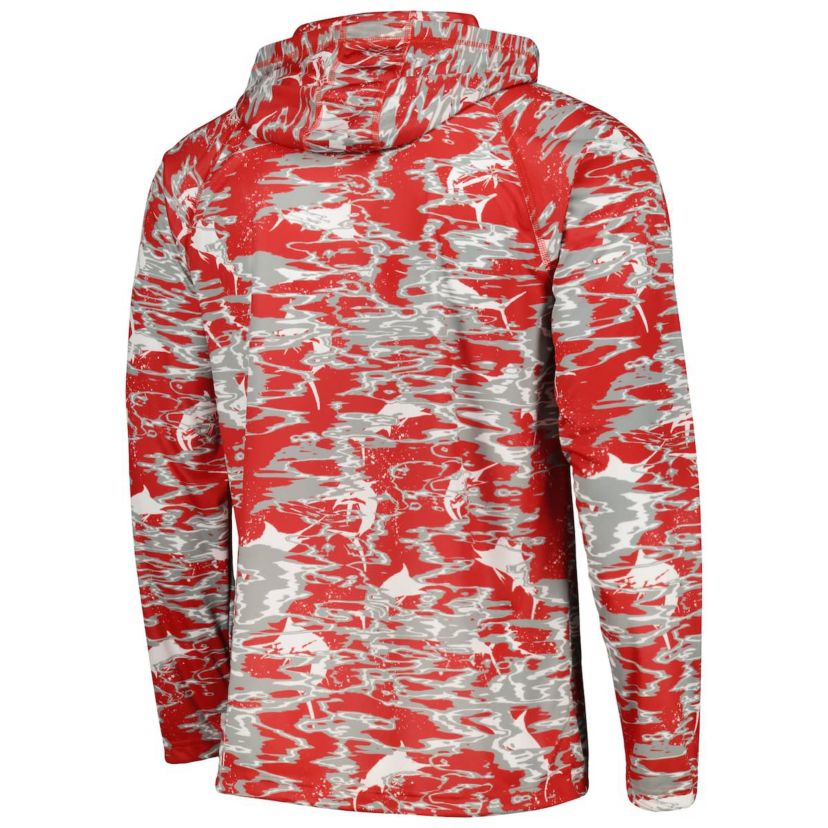 NCAA Ohio State Buckeyes PFG Terminal Tackle Omni-Shade Rippled Long Sleeve Hooded T-Shirt