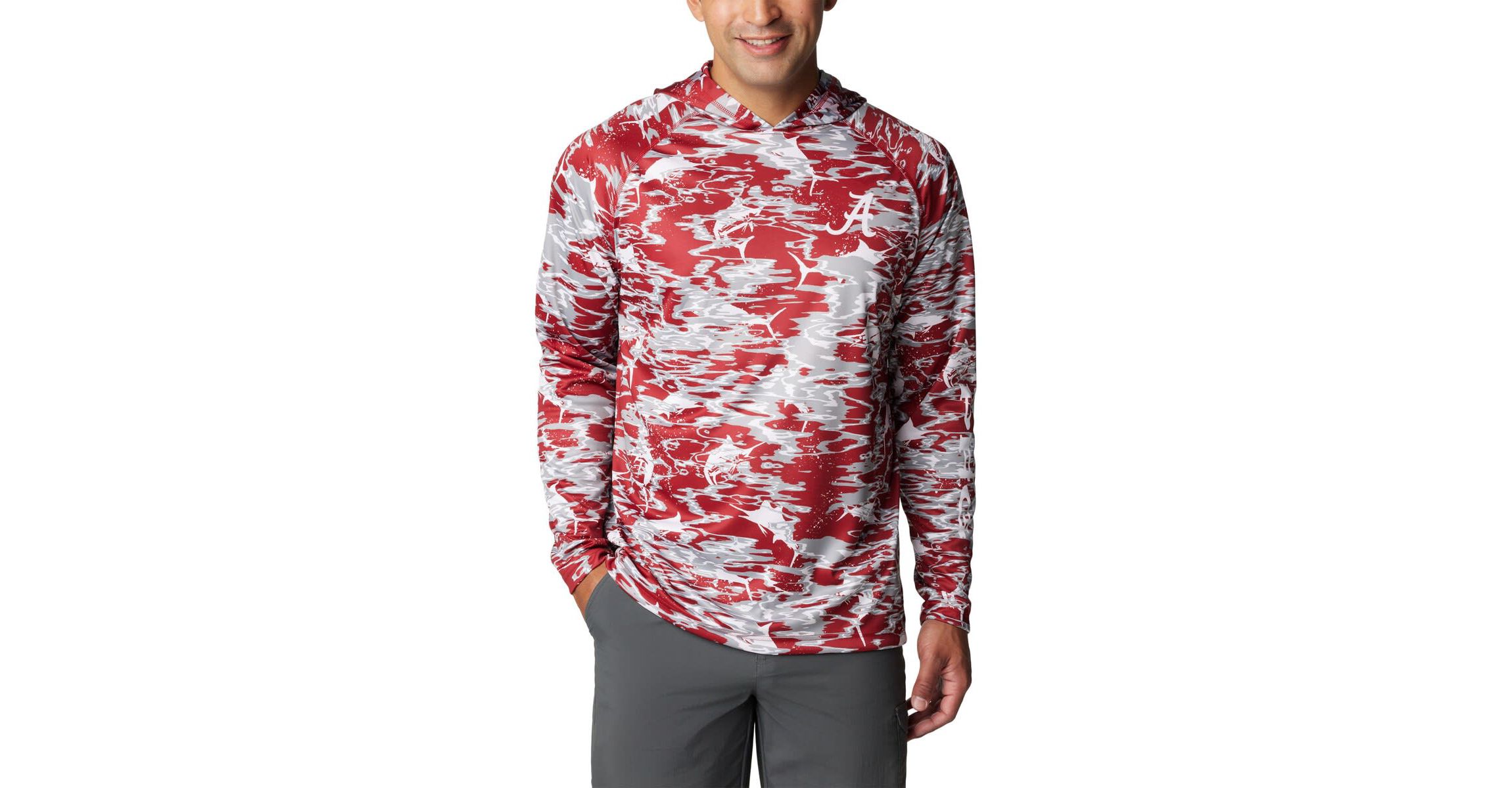 Alabama Crimson Tide NCAA Alabama Tide PFG Terminal Tackle Omni-Shade Rippled Long Sleeve Hooded T-Shirt