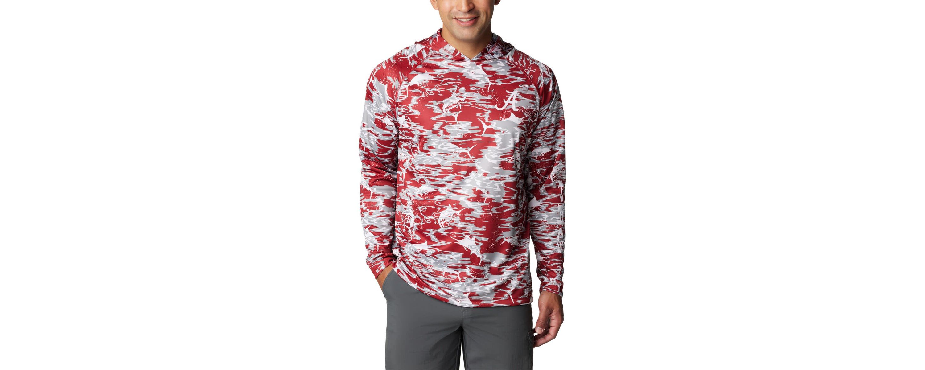 Alabama Crimson Tide NCAA Alabama Tide PFG Terminal Tackle Omni-Shade Rippled Long Sleeve Hooded T-Shirt