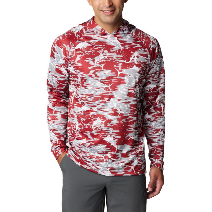 Alabama Crimson Tide NCAA Alabama Tide PFG Terminal Tackle Omni-Shade Rippled Long Sleeve Hooded T-Shirt