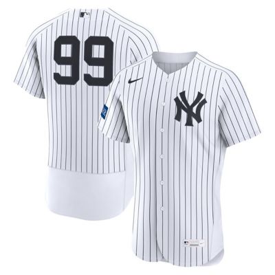 Men's MLB Nike Aaron Judge New York Yankees Home Authentic Sponsor Patch Jersey