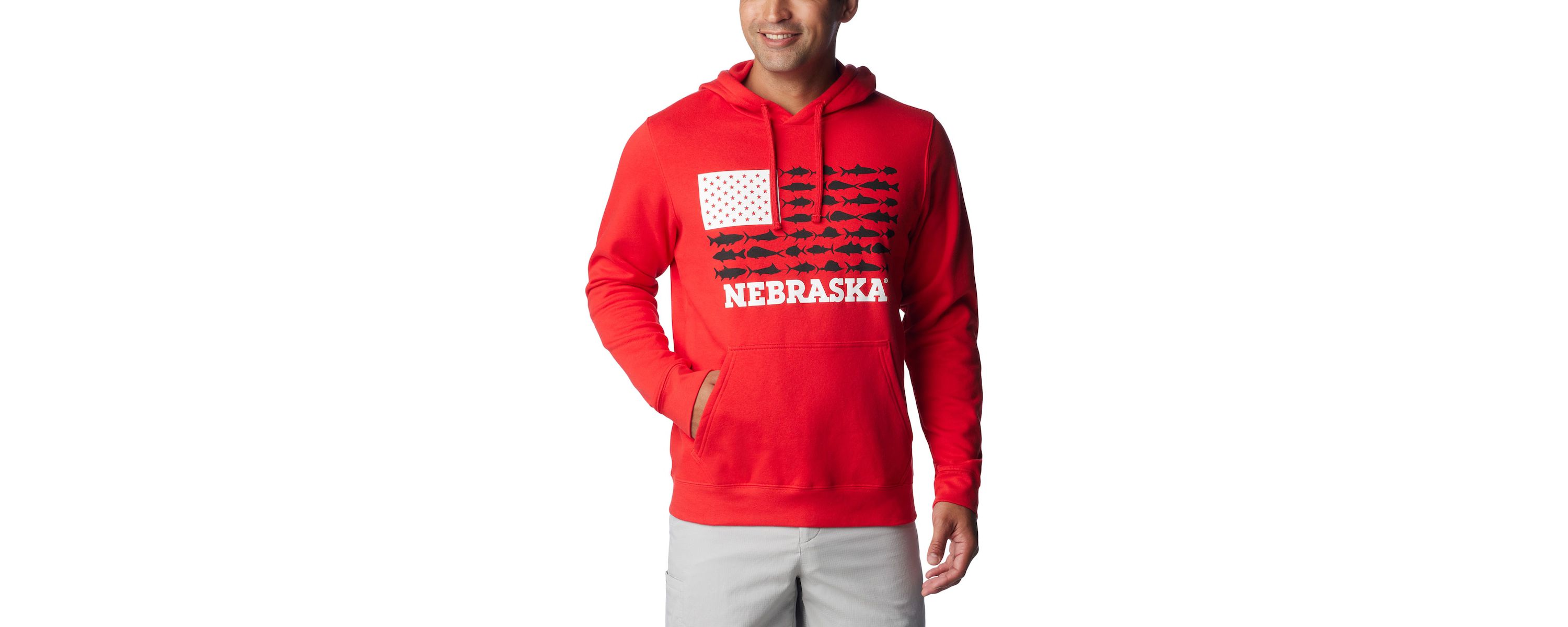 NCAA Nebraska Huskers PFG Fish Flag II Pullover Hoodie