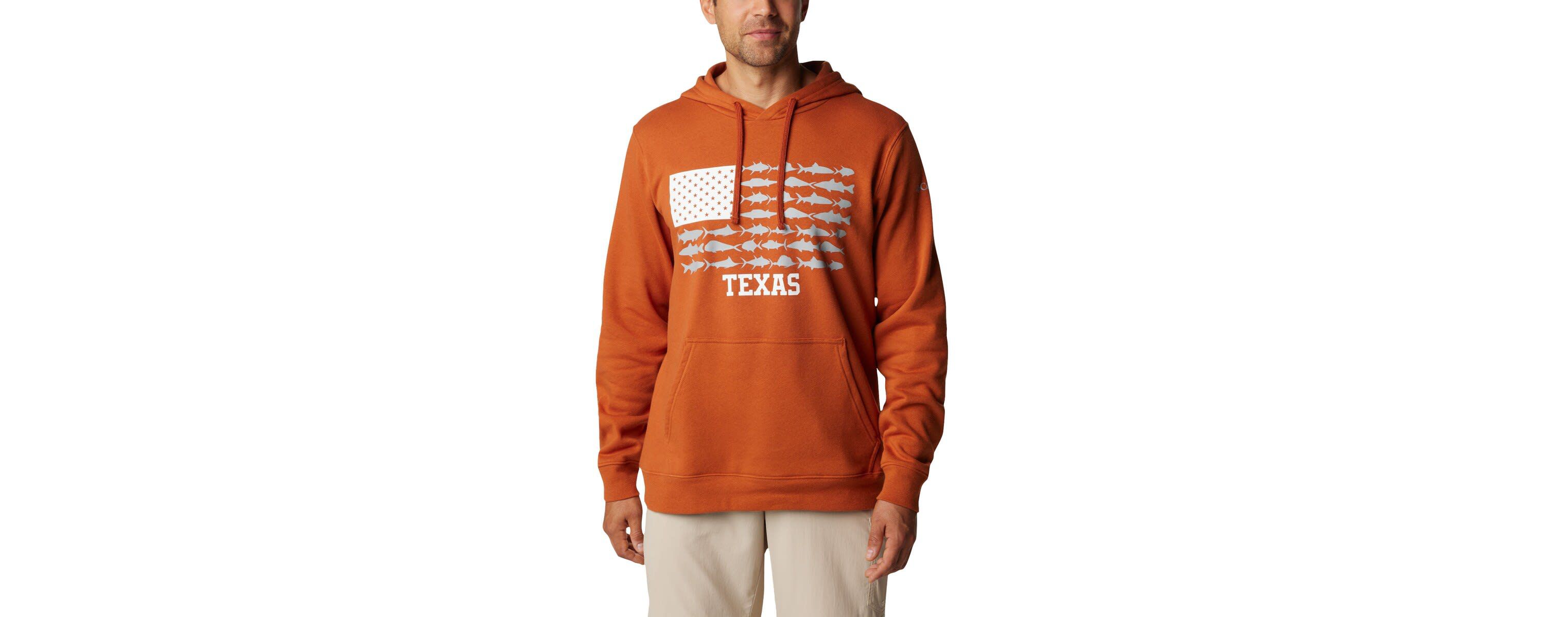 NCAA Burnt Texas Longhorns PFG Fish Flag II Pullover Hoodie
