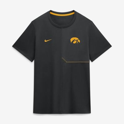 Men's NCAA Nike Iowa Hawkeyes 2026 Sideline UV Dri-FIT Coaches Shirt, Black, XL