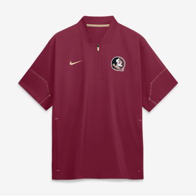 Men's NCAA Nike Florida State Seminoles 2026 Sideline Short Sleeve Quarter-Zip Coaches Jacket