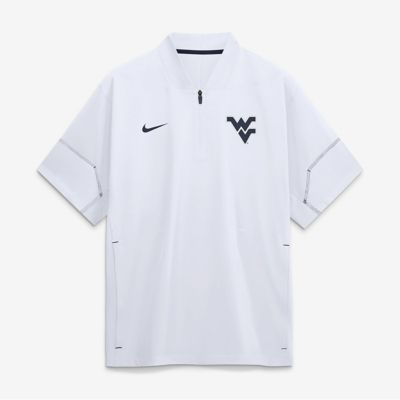Men's NCAA Nike West Virginia Mountaineers 2026 Sideline Short Sleeve Quarter-Zip Coaches Jacket