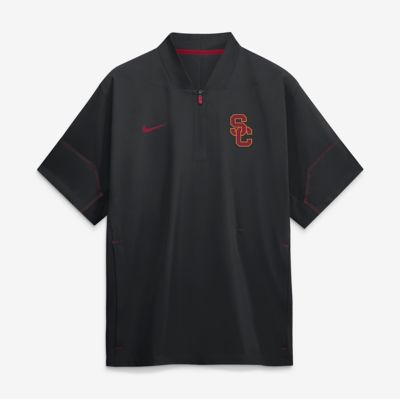 Men's NCAA Nike USC Trojans 2026 Sideline Short Sleeve Quarter-Zip Coaches Jacket