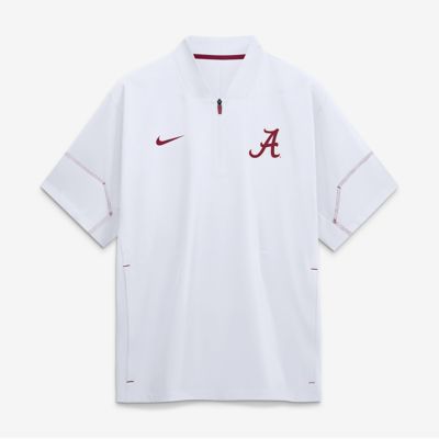Men's Alabama Crimson Tide NCAA Nike Alabama Tide 2026 Sideline Short Sleeve Quarter-Zip Coaches Jacket