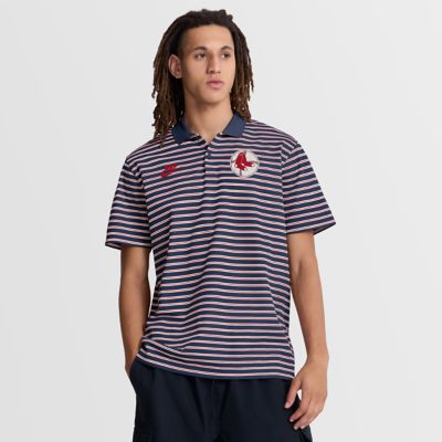Men's Boston Red Sox MLB Nike Boston Sox Cooperstown Collection Dri-FIT Victory Striped Polo