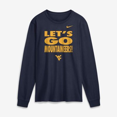 Men's NCAA Nike West Virginia Mountaineers 2026 Sideline Slogan Dri-FIT Long Sleeve T-Shirt