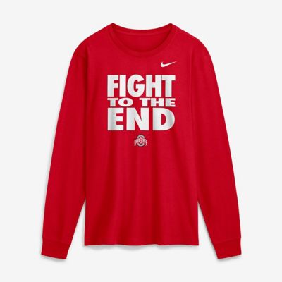Men's NCAA Nike Ohio State Buckeyes 2026 Sideline Slogan Dri-FIT Long Sleeve T-Shirt, 2XL