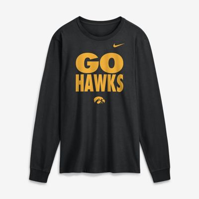 Men's NCAA Nike Iowa Hawkeyes 2026 Sideline Slogan Dri-FIT Long Sleeve T-Shirt, Black, 2XL