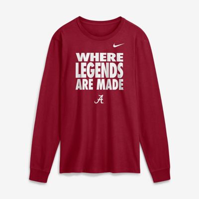 Men's Alabama Crimson Tide NCAA Nike Alabama Tide 2026 Sideline Slogan Dri-FIT Long Sleeve T-Shirt