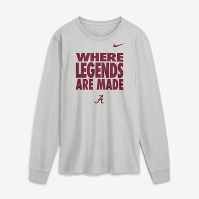 Men's Alabama Crimson Tide NCAA Nike Alabama Tide 2026 Sideline Slogan Dri-FIT Long Sleeve T-Shirt, Gray, 2XL