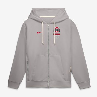 Men's NCAA Nike Ohio State Buckeyes 2026 Sideline Standard Issue Dri-FIT Full-Zip Hoodie, Gray, 3XL