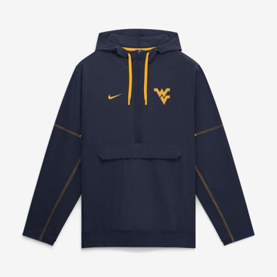 Men's NCAA Nike West Virginia Mountaineers 2026 Sideline Anorak Half-Zip Hooded Jacket