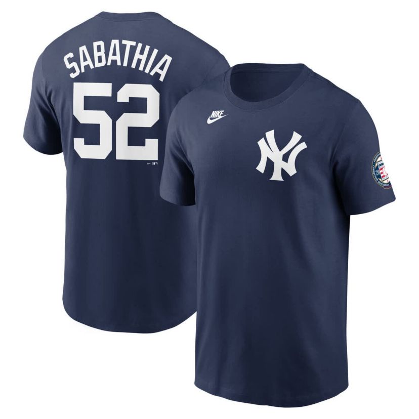 MLB Nike CC Sabathia New York Yankees 2025 Baseball Hall of Fame Retired Name & Number T-Shirt