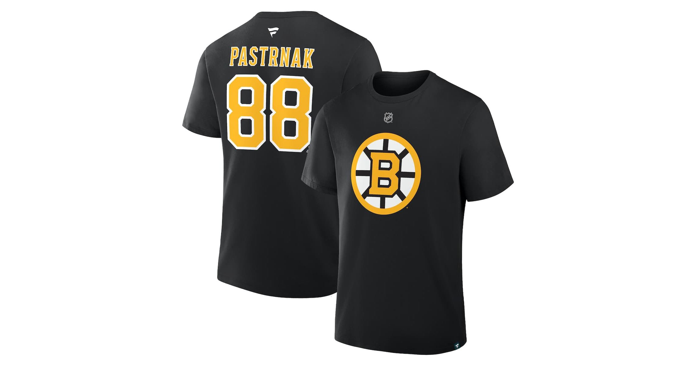 NHL Fanatics David Pastrnak Authentic Stack Name & Number T-Shirt