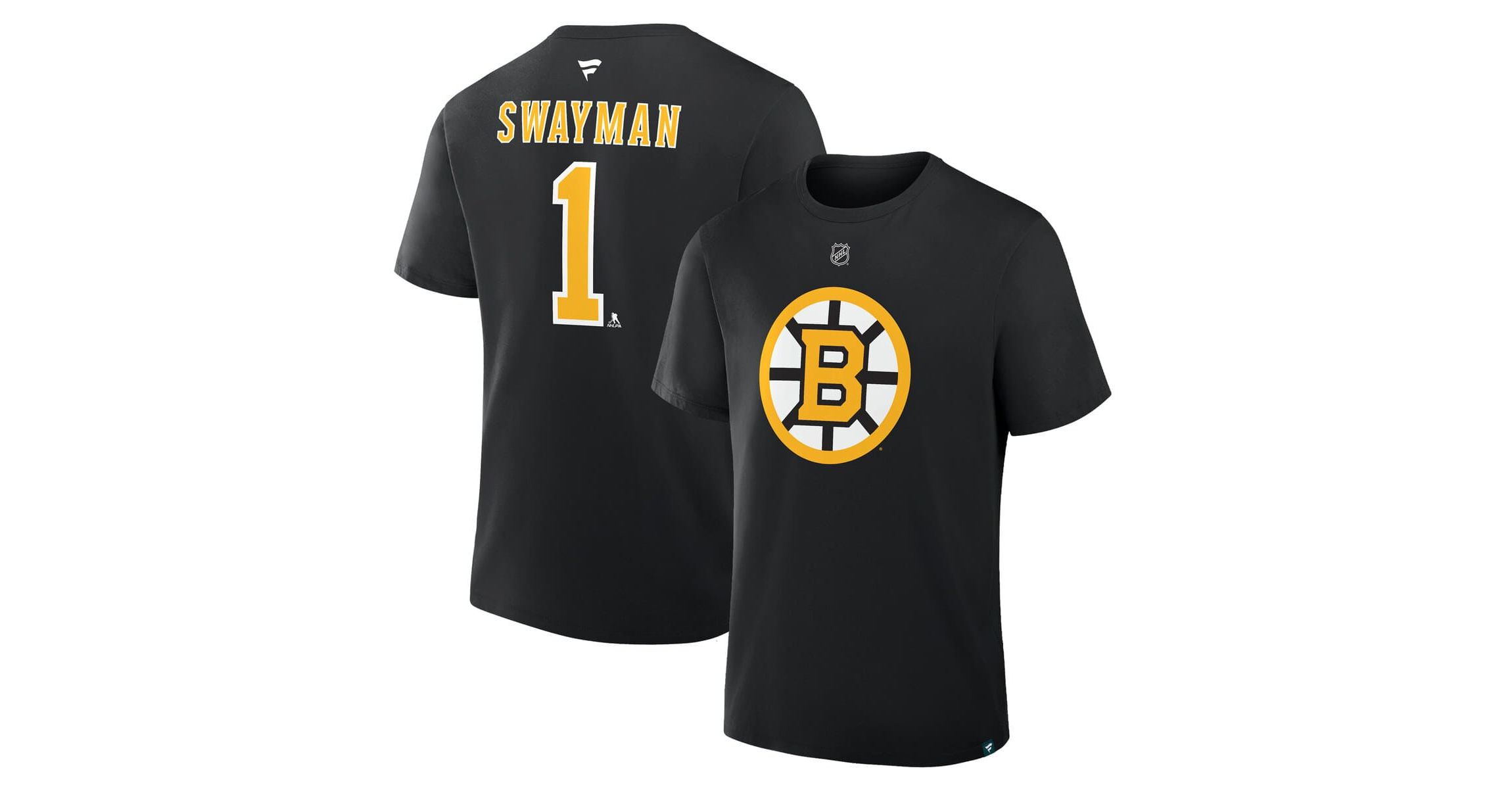 NHL Fanatics Jeremy Swayman Authentic Stack Name & Number T-Shirt