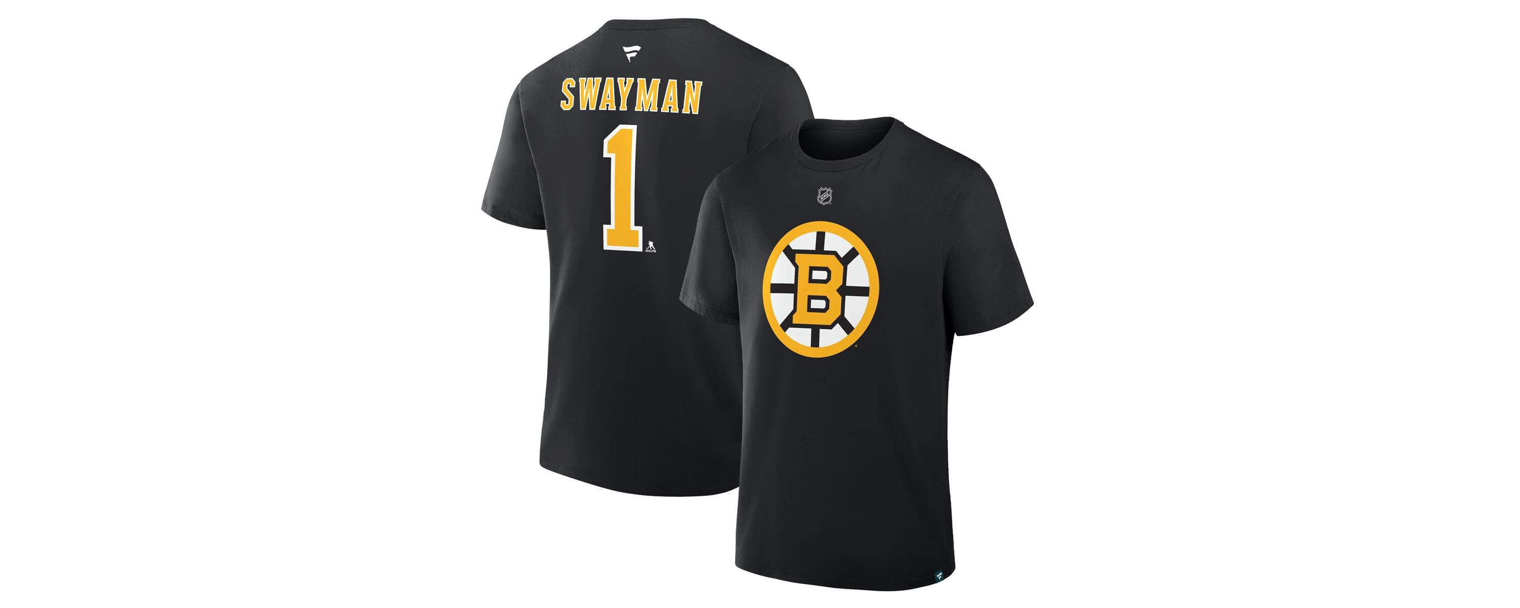NHL Fanatics Jeremy Swayman Authentic Stack Name & Number T-Shirt