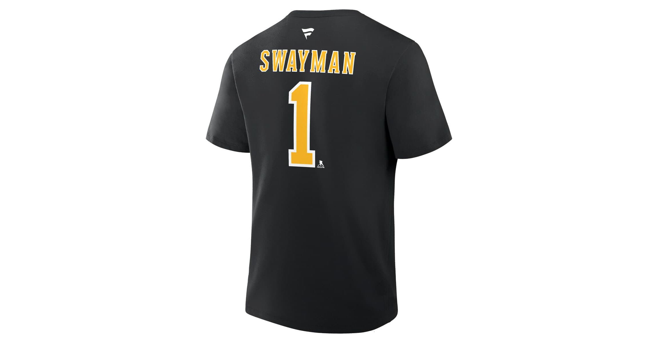 NHL Fanatics Jeremy Swayman Authentic Stack Name & Number T-Shirt