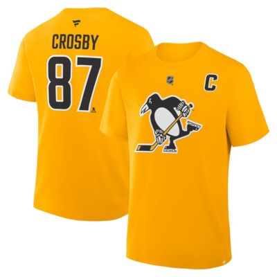 Men's NHL Fanatics Sidney Crosby Pittsburgh Penguins Authentic Stack Name & Number T-Shirt, Gold, 2XL
