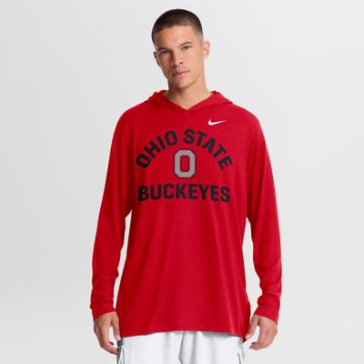 Men's NCAA Nike Ohio State Buckeyes Primetime Arch Tri-Blend Dri-FIT Long Sleeve Hooded T-Shirt