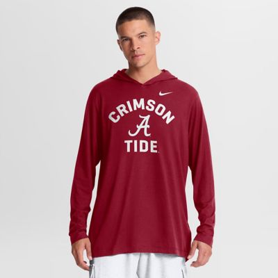 Men's Alabama Crimson Tide NCAA Nike Alabama Tide Primetime Arch Tri-Blend Dri-FIT Long Sleeve Hooded T-Shirt, 2XL