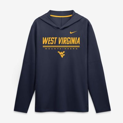 Men's NCAA Nike West Virginia Mountaineers 2026 Sideline Lightweight Long Sleeve Hooded Dri-FIT Top