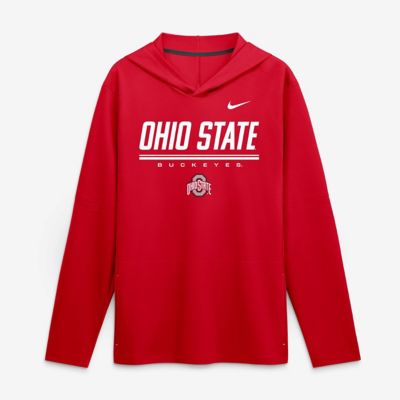Men's NCAA Nike Ohio State Buckeyes 2026 Sideline Lightweight Long Sleeve Hooded Dri-FIT Top, 3XL
