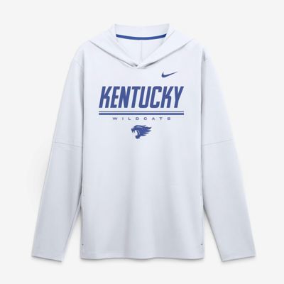 Men's NCAA Nike Kentucky Wildcats 2026 Sideline Lightweight Long Sleeve Hooded Dri-FIT Top, White, 3XL