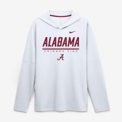 Men's Alabama Crimson Tide NCAA Nike Alabama Tide 2026 Sideline Lightweight Long Sleeve Hooded Dri-FIT Top